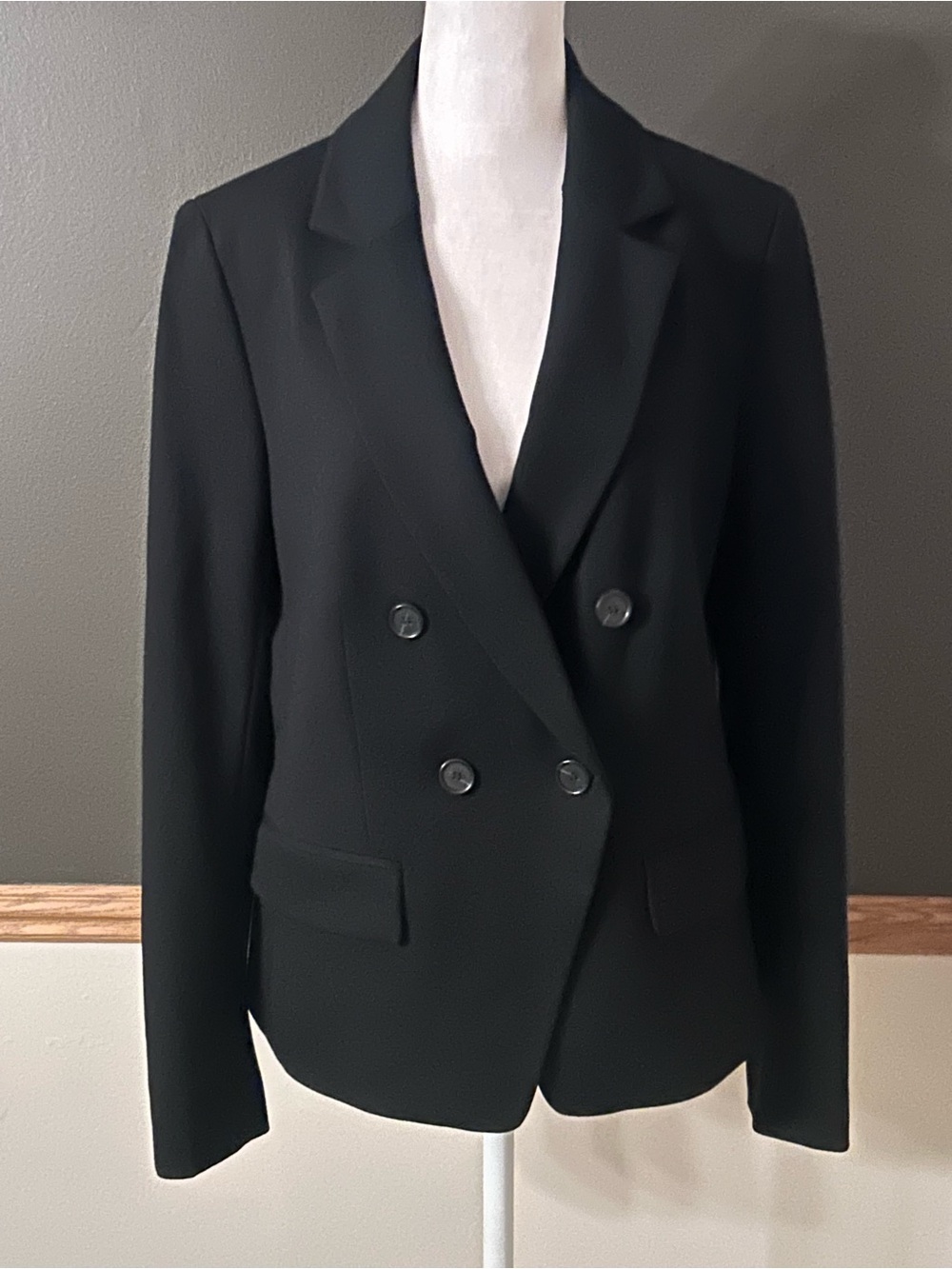 NWT LOFT Ponte Double-Breasted Blazer (Style #531620) Black Size 8